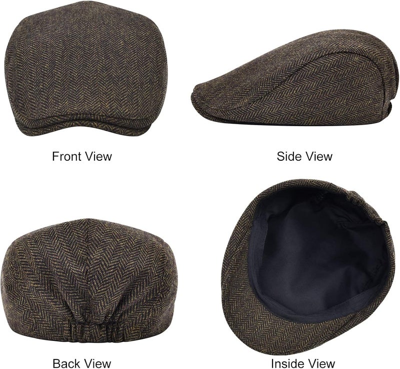STARANCE 2 Pack Newsboy Hats for Men Wool Blend Ivy Driving Flat Cap - Image 3